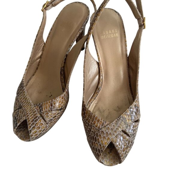 STUART WEITZMAN Leather Animal Print Slingback Heels Size 7 - Picture 2 of 7